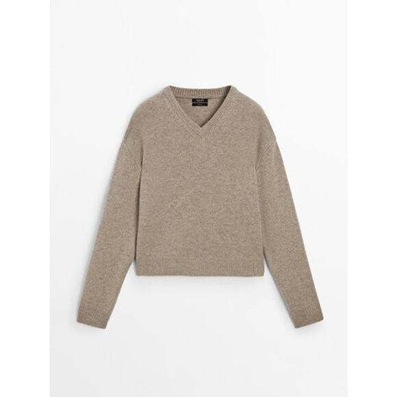 Massimo Dutti 100% Wool Knit Sweater S Medium Ecru